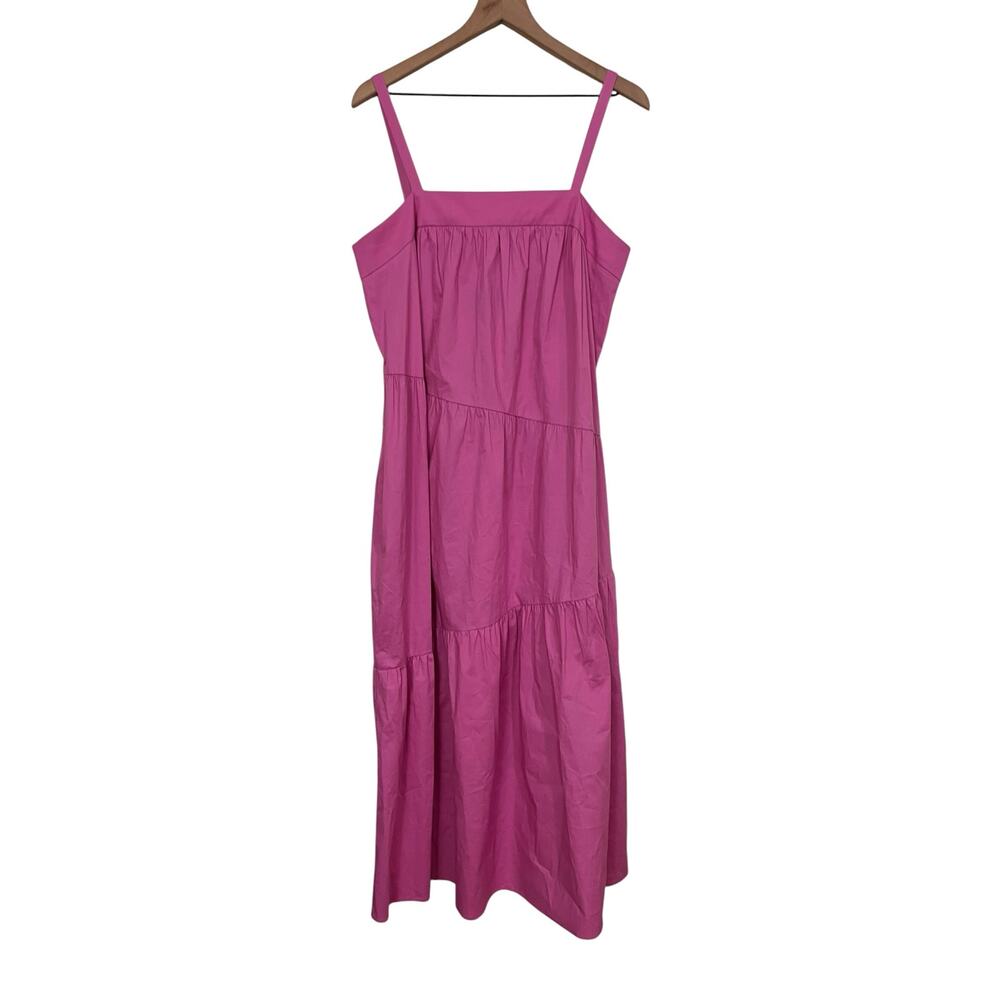 Donna Morgan Tiered Cotton Blend Maxi Dress Pink with Pockets Dress Size 14